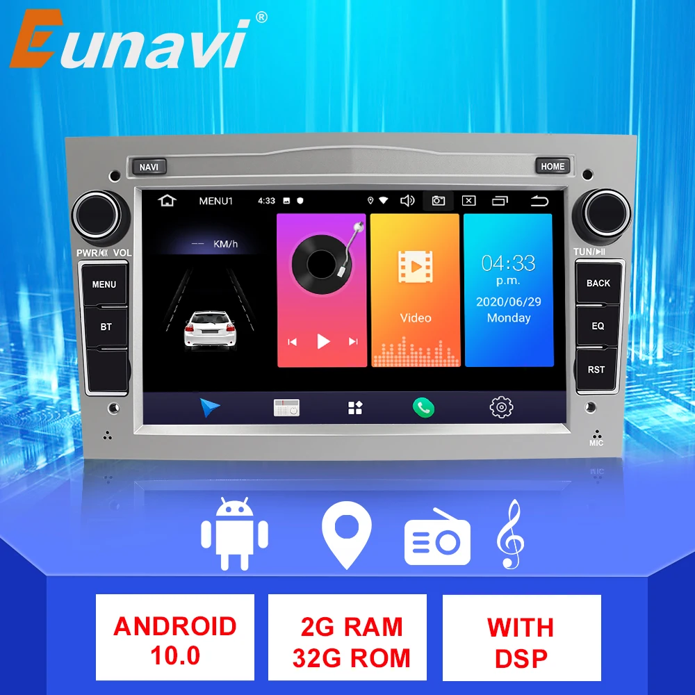 Eunavi 2 Din Android Car Radio GPS auto for Opel Vauxhall Astra H G J Vectra Antara Zafira Corsa Vivaro Meriva Veda Audio Stereo