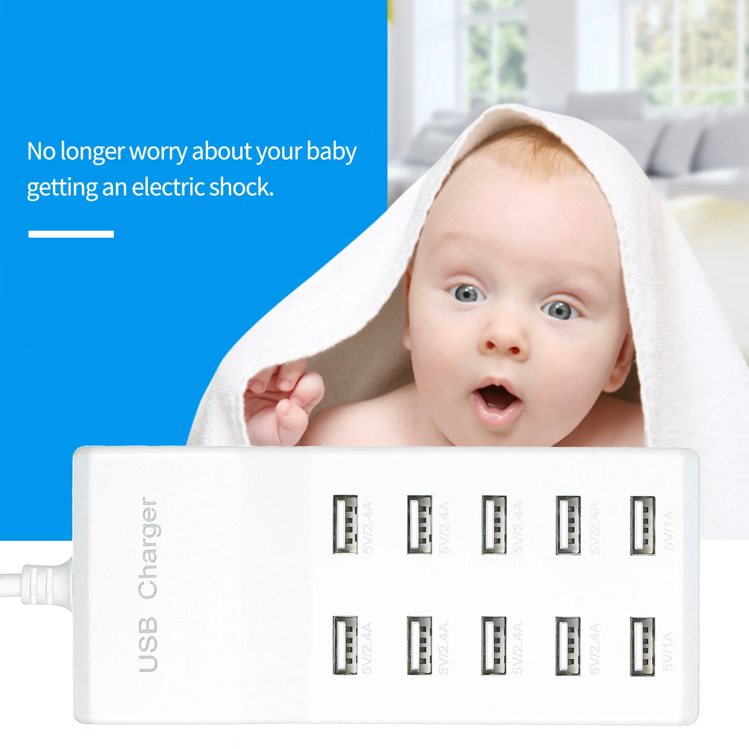 Powstro Быстрая зарядка 5 В/10 А 10 портов быстрая usb зарядка Настольный мобильный телефон зарядное устройство адаптер ЕС Великобритания США вилка с несколькими устройствами