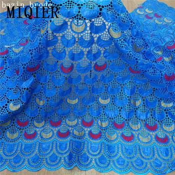 

African bazin riche fabric with brode Latest fashion embroidery bazin lace fabric with net lace Bazin Brocade Damask Lace Fabric