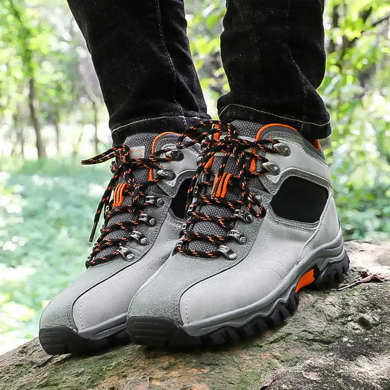 Botas de caminhada impermeáveis para homens, antiderrapantes, leves, respiráveis, ao ar livre, trekking, sapatos de caça, outono, inverno
