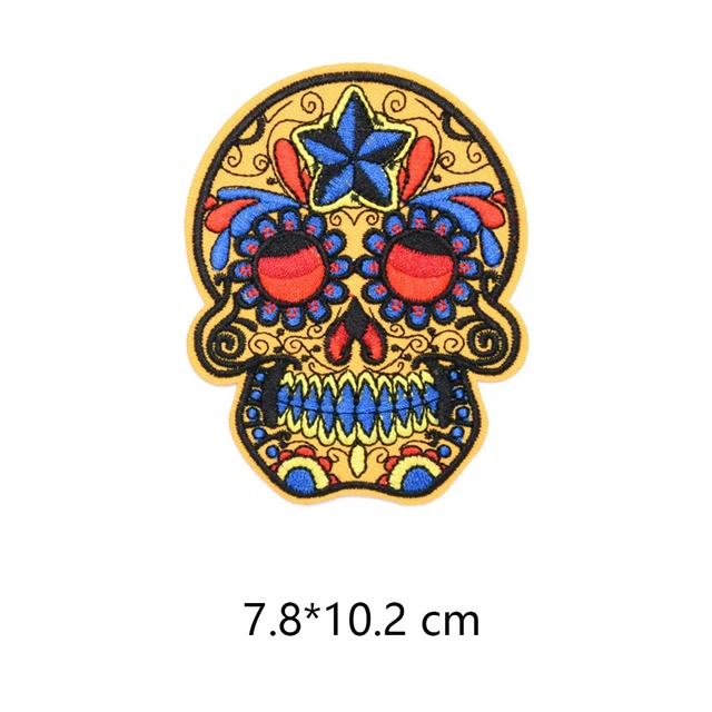 Skeleton Skull Patches For Clothing Badges Goth Gothic Embroidered Appliques Sewing Iron On Patch Tranfer Sticker For Clothes 5