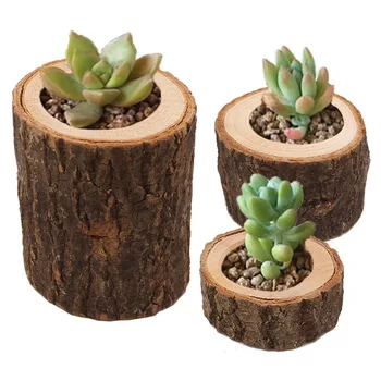 

Mini Wooden Round Plastic Plant Flower Pot Garden Home Office Decor Planter Small Bonsai Pots Home Decoration Dropship