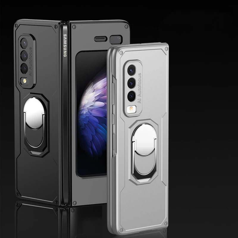 Armor Ring Holder Case For Samsung galaxy Fold Case 360 Bracket Hard PC Protective Cover For Galaxy Z Fold 2 5G