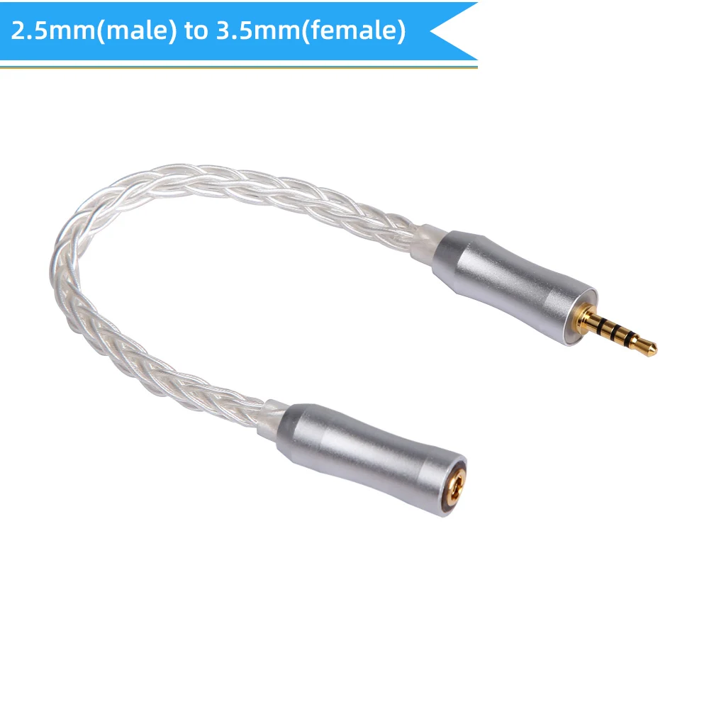 2.5mm to 3.5 mm FDBRO 8 ядро серебрение Медь кабель 2,5/3,5/4,4 мм MaleTo 2,5/3,5/4,4 мм Женский сбалансированный конвертирование аудио кабель провод для наушников - Цвет: 2.5mm to 3.5 mm