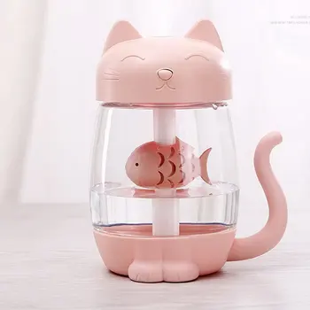 

3 in 1 350ML USB Cat Air Humidifier Ultrasonic Cool-Mist Adorable Mini Humidifier With LED Light Mini USB Fan for Home office