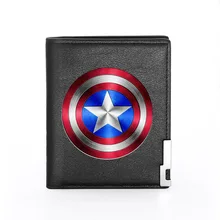 Disney Marvel New Captain America Men's Wallet High-capacity High-quality PU Folding Multi-card Slot Short Fashion Men's Wallet