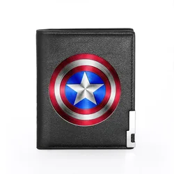 Disney Marvel New Captain America Men's Wallet High-capacity High-quality PU Folding Multi-card Slot Short Fashion Men's Wallet