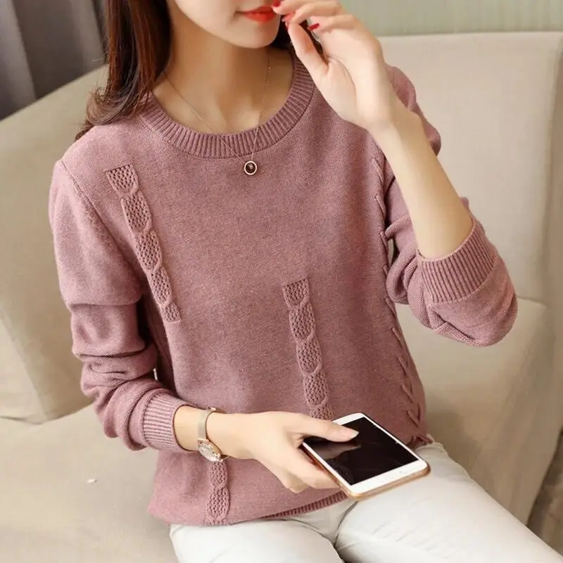 Winter Women Pullover Sweater Fashion Autumn Plus Size Sweaters O-neck Knitwear Loose Knitted Female Slim Casual Tops | Женская одежда
