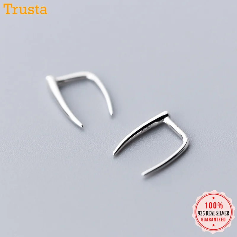Trustdavis, настоящее 925 пробы, серебряные, гладкие, палочка, серьги-кольца для женщин, модное серебро 925, ювелирное изделие, подарок, DA452