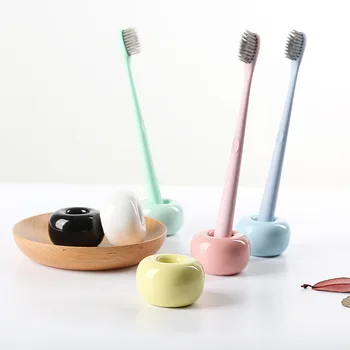 

Creative Donut Ceramic Toothbrush Holder Multifunction Candy Color Base Frame Storage Rack Bathroom Toiletries Brush Stand Shelf