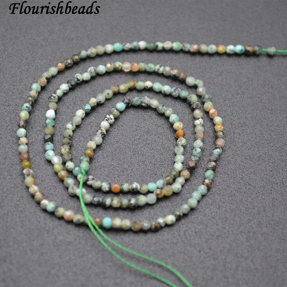 

Wholesale Diamond Cutting Faceted 2mm Natural African Turquoise Stone Round Loose Beads