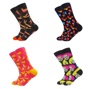 

Korean style fashion sewing pattern Dropshipping Autumn winter Retro Women Men Funny Socks College Skateboard