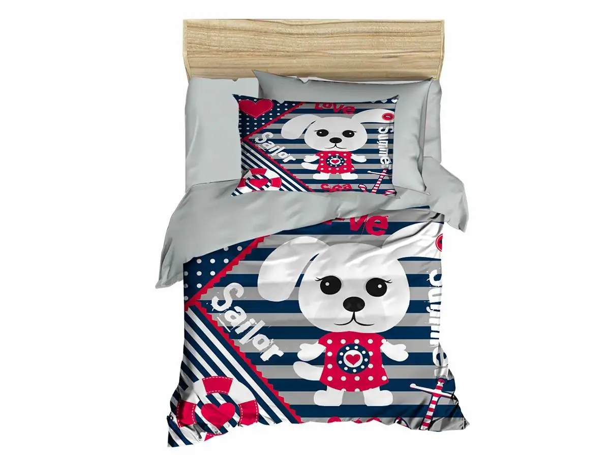 Digital Printed 3d Baby Duvet Cover Set Sailor Gray