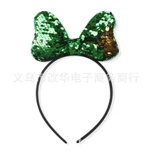 Европа и Америка стиль блесток двухсторонний односторонний большой бант аксессуары для волос детское ухо Микки Мауса Детская повязка для волос