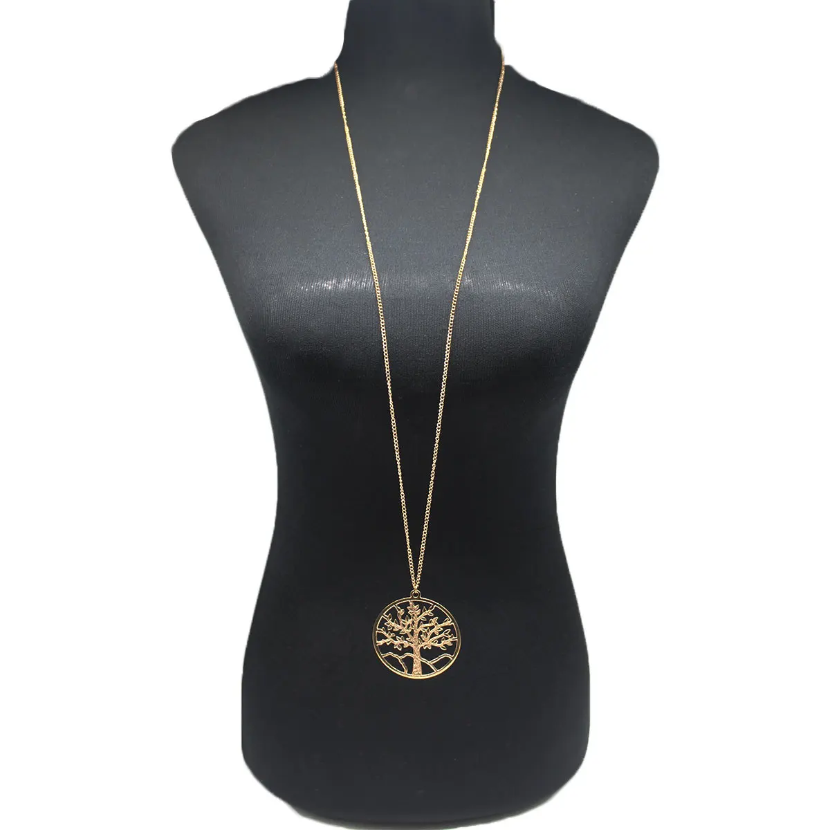

Ladies'New Simple Sweater Chain Round Beautiful Tree Pendant