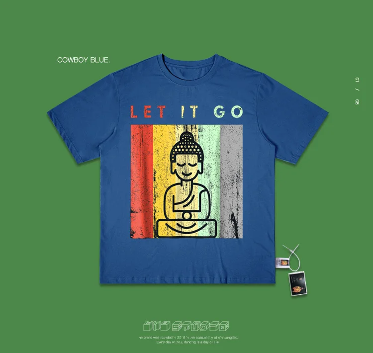 Cec High Street Do используется Oldschool Sakyamuni сидеть в медитации Красочные мультфильм рисунок короткий рукав Футболка для мужчин и женщин