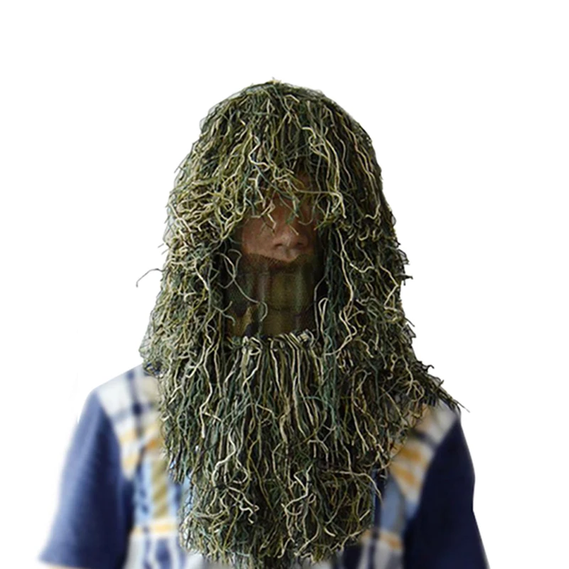 Охотничья маска на все лицо Тип Травы Ghillie капюшон Камуфляж дышащий Регулируемый легкий вуаль капюшон крышка с обертыванием веревка
