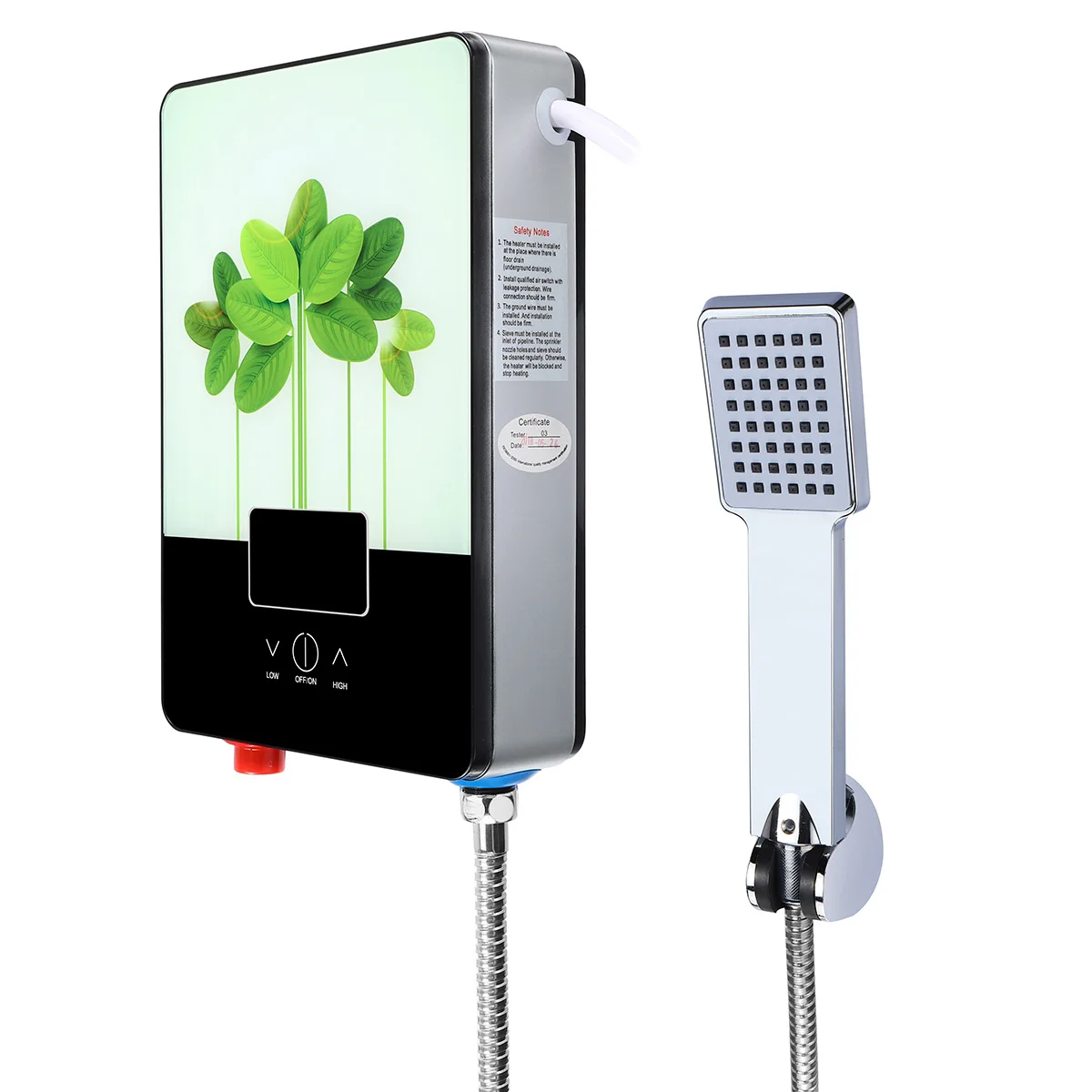 

6500W Electric Hot Water Heater Tankless Shower+Shower Head+Hose Kit 220V Tankless Instant Boiler Kitchen Bathroom Shower Set