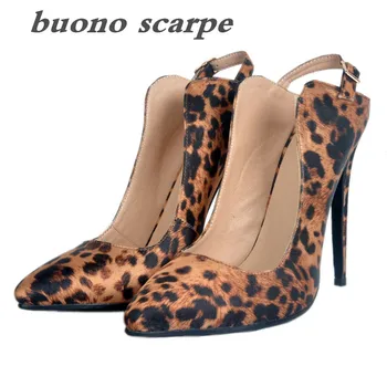 

Sexy pointed leopard stiletto super high heel plus size women's shoes