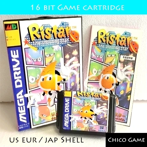 Ristar с коробкой и руководство для Sega megadrive игровой консоли 16 бит MD карты