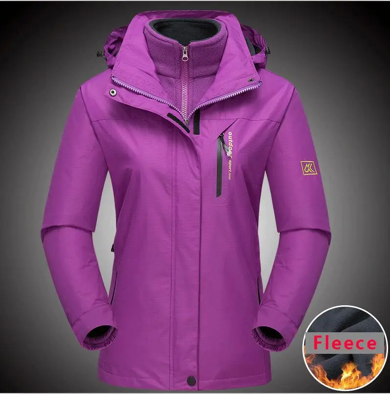 Women Purple Fecocozy зима осень для мужчин женщин Открытый тепловой 3 в 1 походные куртки Кемпинг Треккинг Лыжный спорт флисовое пальто для альпинизма рыбалки - Цвет: Women Purple