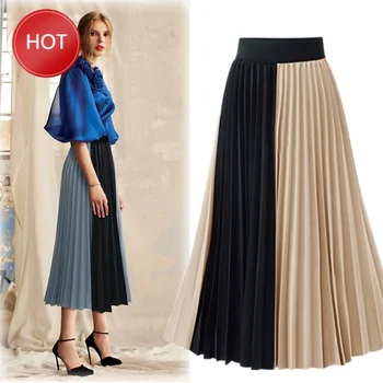 

Western Style Pleated Skirt Mixed Colors Versatile Chiffon Skirt 2020 Spring New Style High-waisted Mid-length