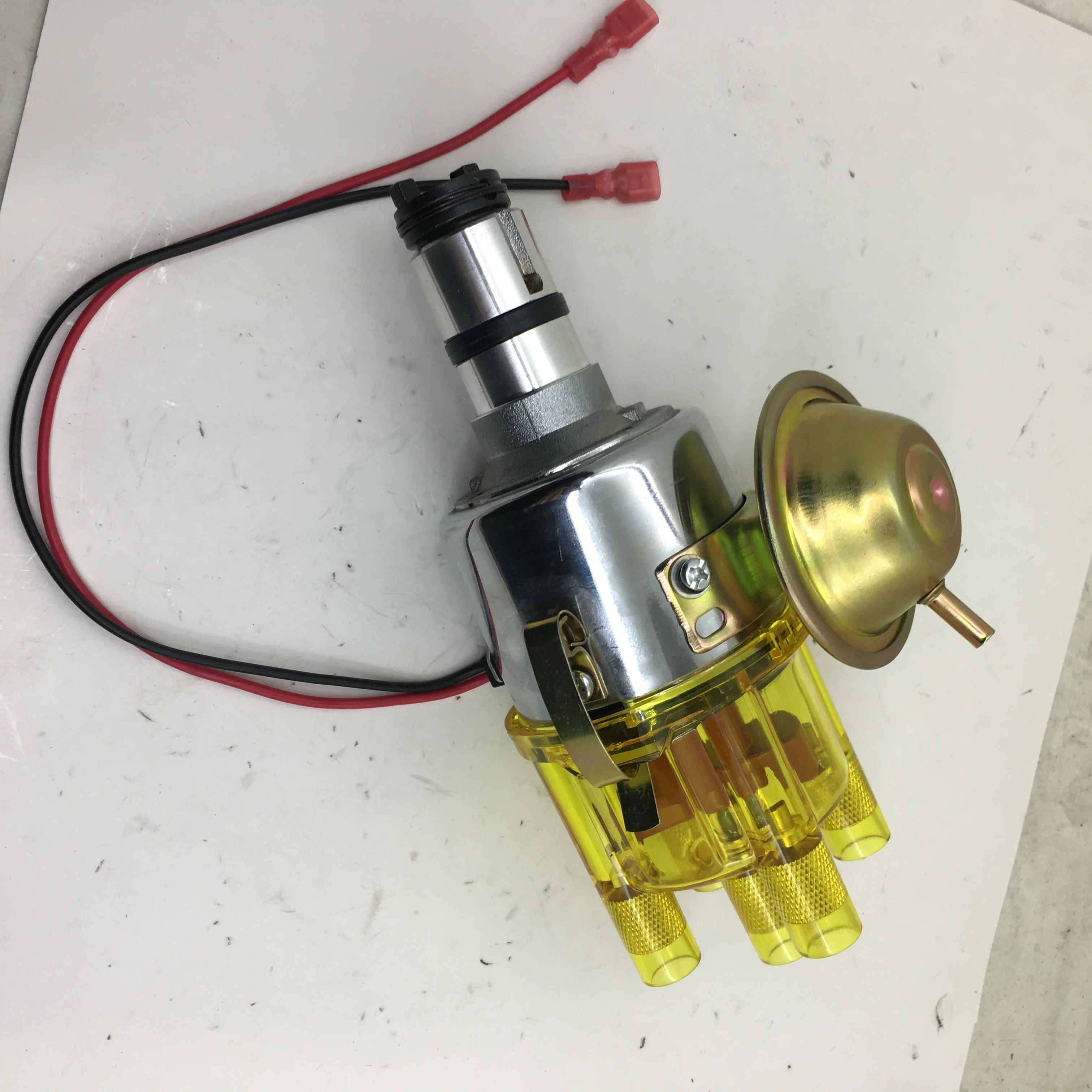 SherryBerg complete distributor Chrome yellow clean cap for VW 034 VACUUM adv. ELECTRONIC DISTRIBUTOR USES ALL BOSCH PARTS BUG