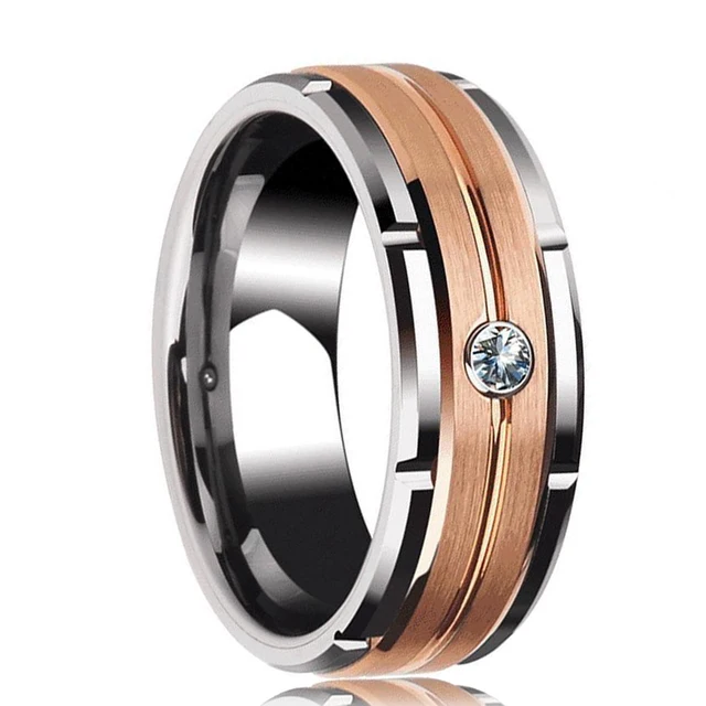 6 Colors Simple 8mm Men Tungsten Carbid Ring Gold Blue Black Matte Finish Beveled Polished Edge Engagement Ring Men Wedding Band Style 20