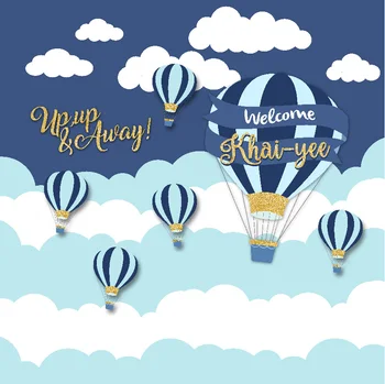 

8x8FT Welcome Baby Shower Party Air Balloons Clouds Personalized DIY Custom Photo Studio Background Backdrop Vinyl 10x10 10x12