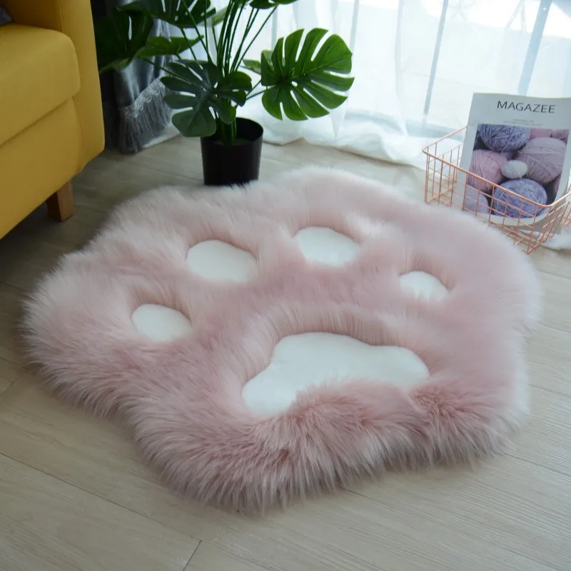 

Cute Cat Paw Bear Foot Soft Plush Carpet Home Sofa Coffee Table Floor Mat Children Pink Girls Blue Bedroom Bedside Decorative