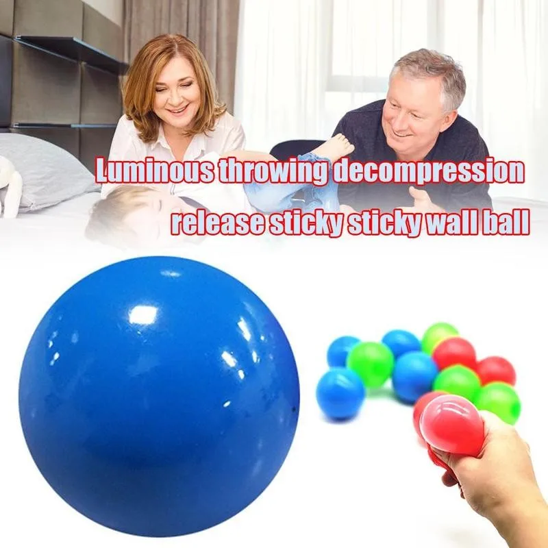 1pc Tpr Decompression Ball Sticky Squash Ball Glowing Throwing Venting Sticky Wall Ball For Children