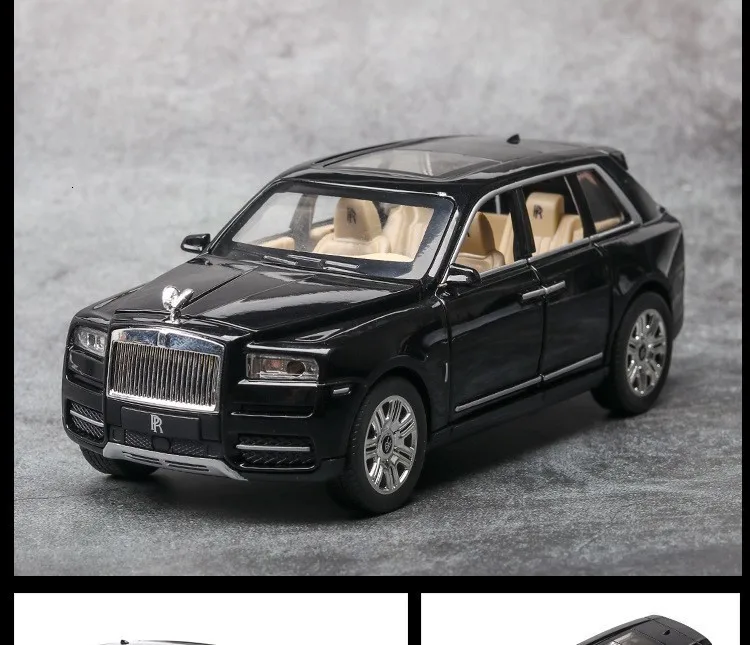 1:24 Rolls Royce Cullinan, модель автомобиля из сплава, большой размер, имитация внедорожника, металлическая модель автомобиля, светильник со звуком, вытяжка, 6 дверей