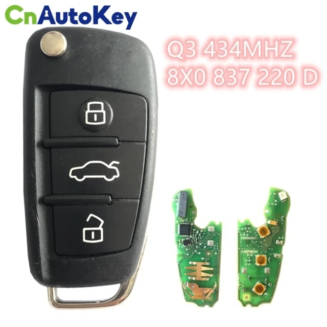 US $55.00 CN008025 Aftermarket For Audi A1 Q3 FLIP Remote Key 3 Buttons 433mhz id48 Chip FCCID 8X0 837 220 D
