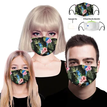 

EXCARGO Cotton Mask Women Fashion Flower Print 3D PM2.5 Mask For Child Replaceable Filter Cotton Masks Men Washable Mask