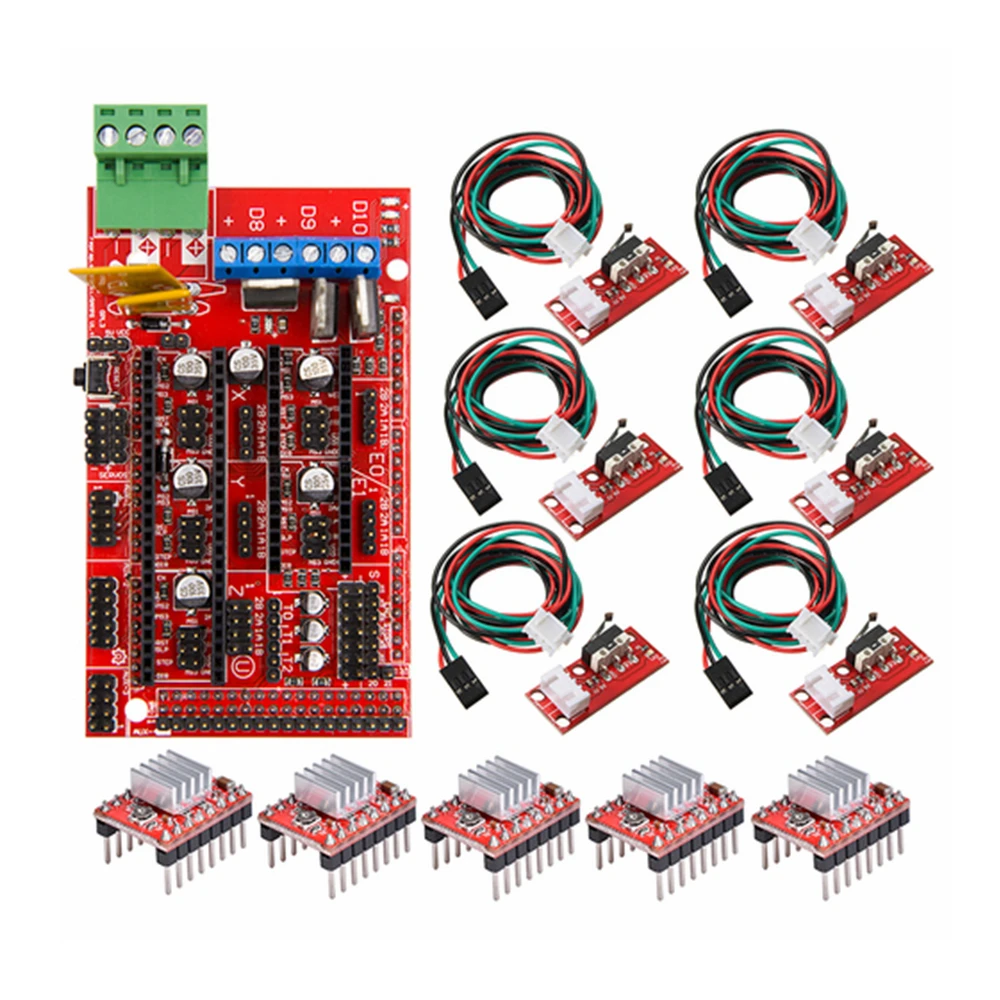 Комплект Ramps 1 4 с RAMPS + механический переключатель Драйвер шагового двигателя A4988