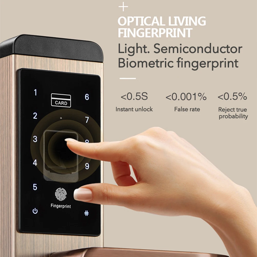 

Security Door Lock Intelligent Door Lock Waterproof Touched Screen Anti-theft 100 Groups Fingerprint Password Door Lock