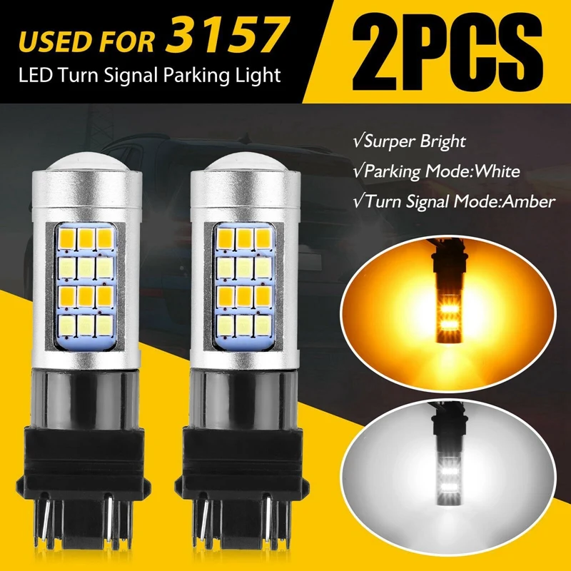 2X Error Free White/Amber 3157 42SMD 3528 LED DRL Switchback Turn Signal Parking Light Bulb | Автомобили и мотоциклы