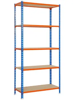 

BOOKSHELF METAL SCREWLESS WITH CHIPBOARD MADERCLICK PLUS 5/300 BLUE/ORANGE/WOOD