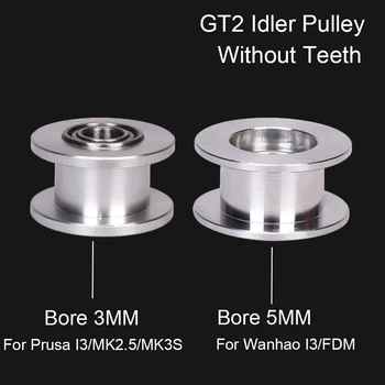 GT2 Idler Pulley Synchronous Wheel Without Tooth Bore 3 5MM 3D Printer Parts 2GT GT2 Timing Belt For I3 MK2 5 MK3S FDM Printer tanie i dobre opinie BIQU Koło pasowe GT2 Idler Timing Pulley 18MM 7 Series Aviation Aluminum Alloy Prusa I3 MK2 5 SMK3 MK3S Wanhao I3 FDM Printer