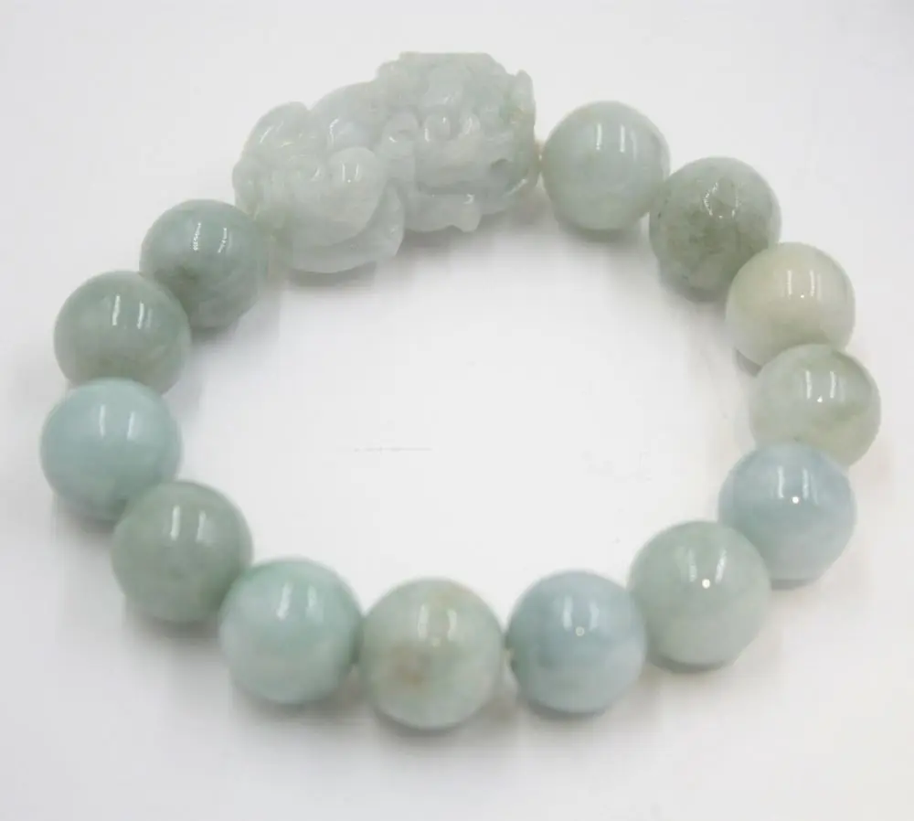 

100% натуральный нефрит класса А/нефрит счастливый подарок 13 мм бусины Pixiu звеньевой браслет для мужчин женщин мужчин