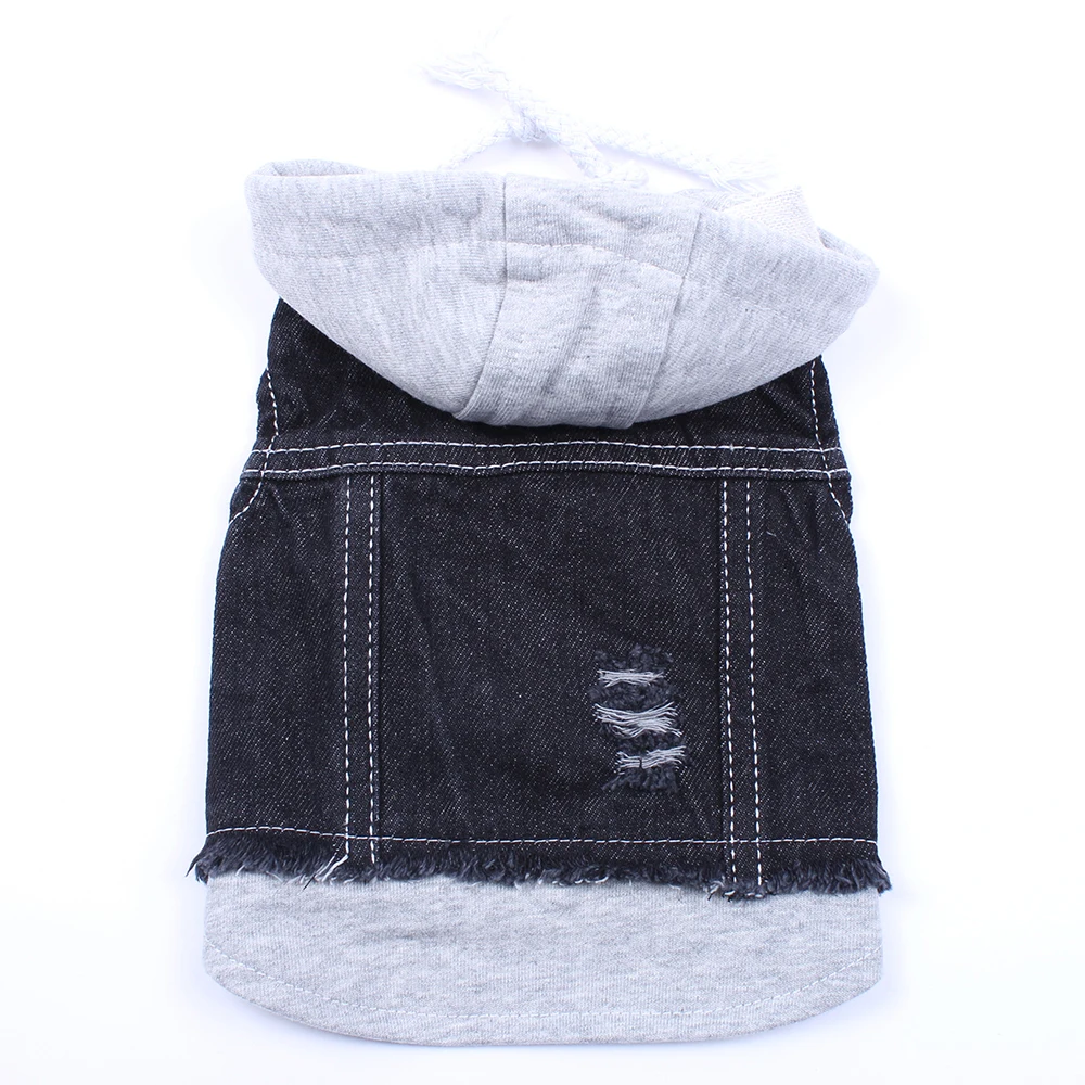 Gray Hat Куртка для собак со шляпой, джинсовый жилет для кошек, джинсовый жилет для питомцев, толстовка с капюшоном, одежда для собак и кошек, маленький, средний, большой - Цвет: Gray Hat