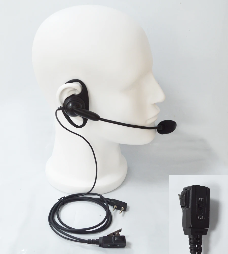 2 Pin D forma gancho auriculares con PTT de dedo auricular del Mic auricular Para Kenwood $TERM impacto BaoFeng UV-5R UV-82 BF-888S BF-F8 PX-888K