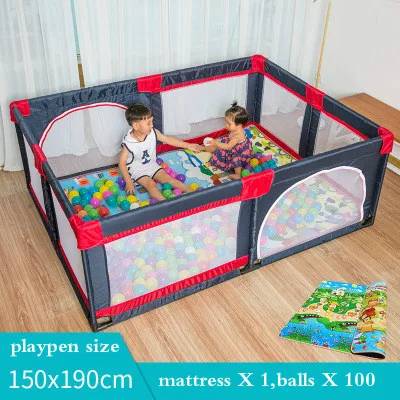 Baby Playpen Fence Foldable Alloy Steel Pipe Toddler Indoor Safety Play Pool Child Protection Play Yard 0~5 Years Old