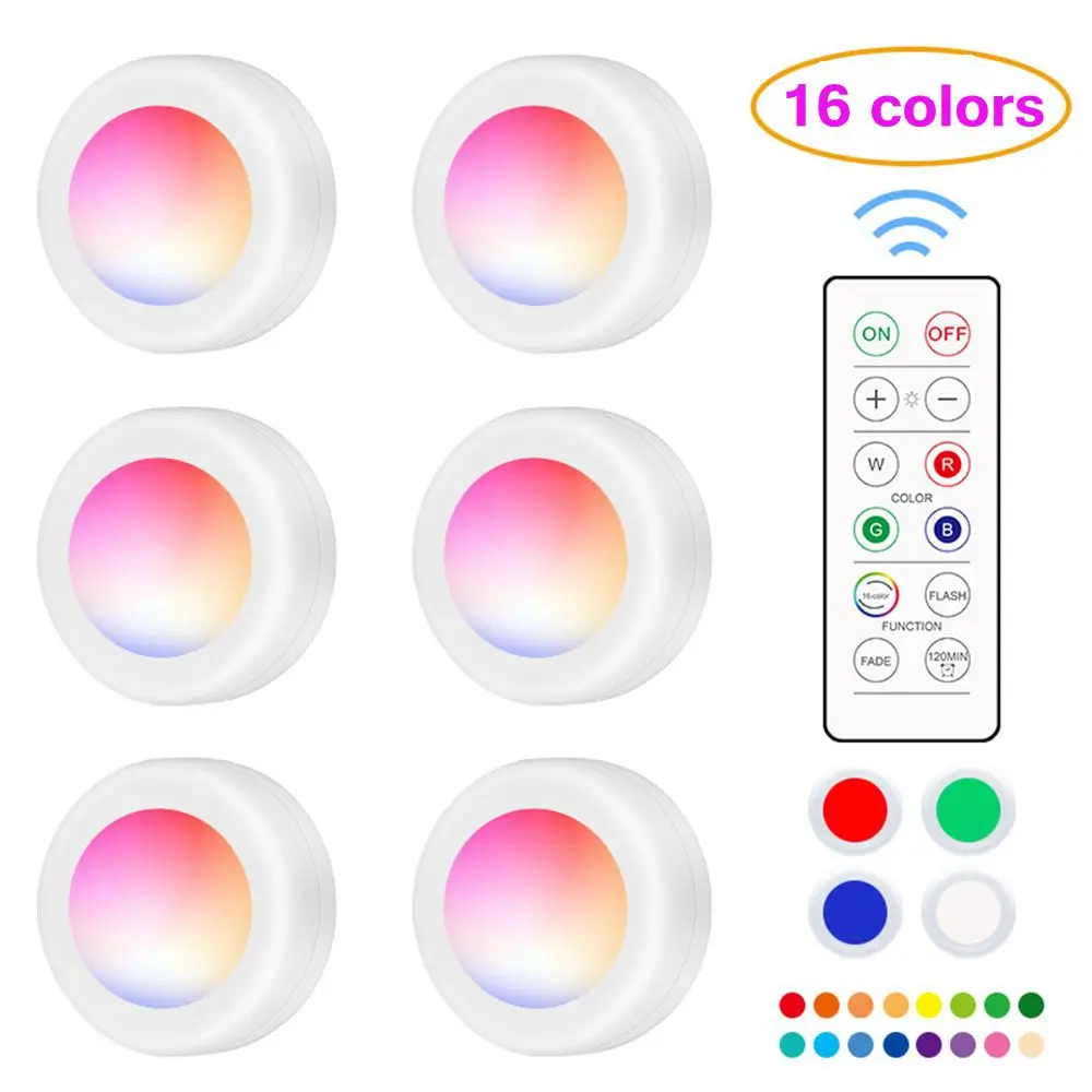 

16 Color LED Touch Night Light Battery Power Remote Control Lamp Dimmable Wireless Touch Sensor bedroom Wardrobe Cabinet Light