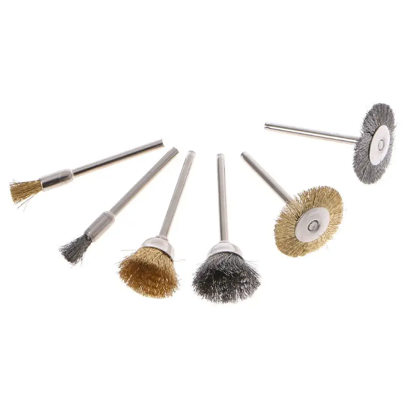 44 шт мини-проволочная кисть колесо чашка латунный Стальная проволока кисти набор для приготовления чая 1/8 дюймов(3 мм) для конических фрез для Мощность Dremel шлифовальные вращающиеся инструменты Инструменты