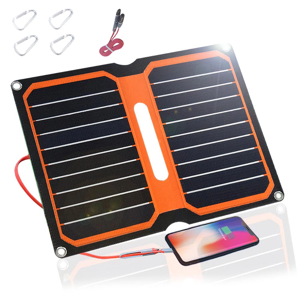 Xinpuguang 10 Вт 5 В солнечная батарея панель гибкое складное мобильное Портативное зарядное usb-устройство домашний комплект powerbank для телефона Кемпинг Открытый Туризм - Цвет: Orange