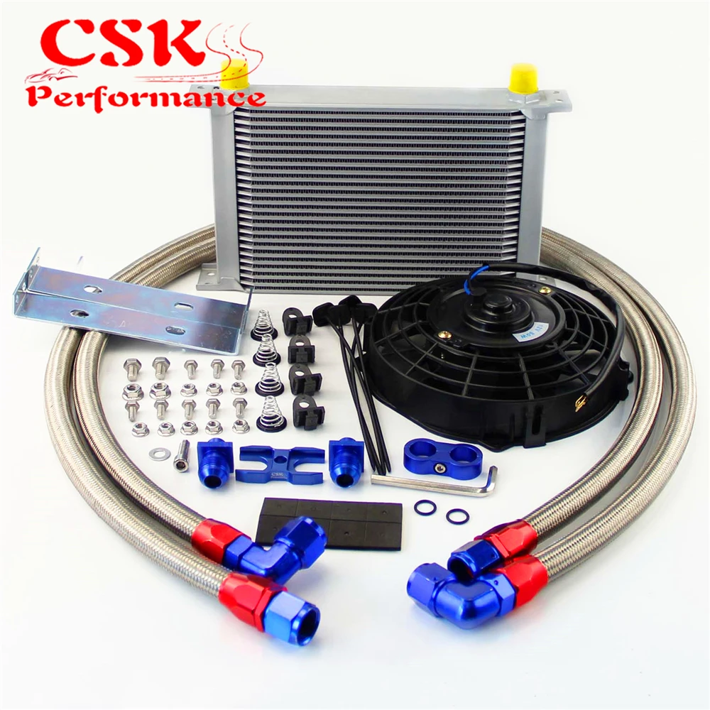 ^Cheap 25 Row 248mm AN10 British Oil Cooler Kit w/ Brackets Fits For BMW E36 Euro E82 E9X 135/335 E46 M3 E90 E92 Black/Silver