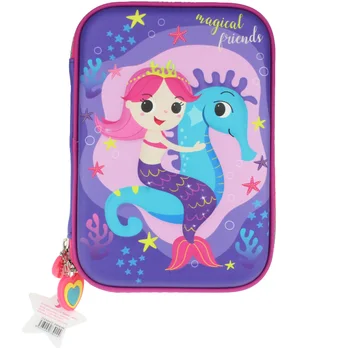 

new seahorse mermaid pencil case for girls school supplies cartoons big pen bag purple stationery box stationary carcasa