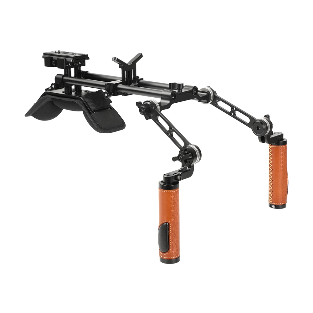 HDRiG Shoulder Mount Rig Kit With Dual Rosette Handgrip Leather Covered For DSLR camera/ DV