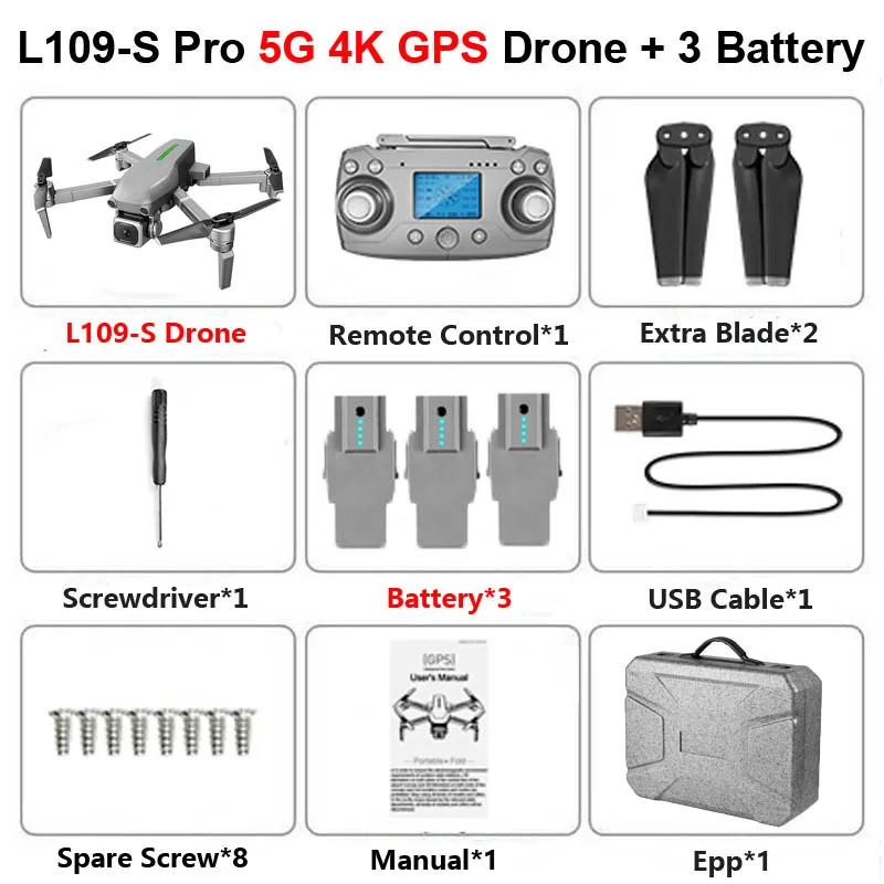 L109 Профессиональный Дрон с ESC 4K камерой 5G gps WiFi FPV Бесщеточный Контроль расстояния 1000 м RC вертолет Квадрокоптер игрушка SG907 - Цвет: L109S-Pro 4K 3B E